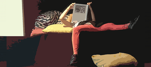 A girl reading. Poetry corner header Image.